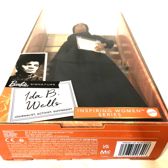 Mattel Barbie Signature Ida B. Wells Barbie Inspiring Women Fashion Doll Sealed - Picture 2 of 9